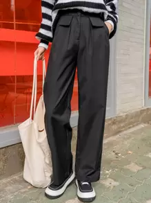 DAZY Women Suit Pants Túi màu trơn - màu đen - Xem 1