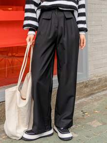 DAZY Women Suit Pants Túi màu trơn - màu đen - Xem 3