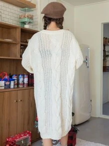 DAZY Sukienka sweterkowa z opadającymi ramionami, dzianina warkoczowa, jesienne ubrania damskie