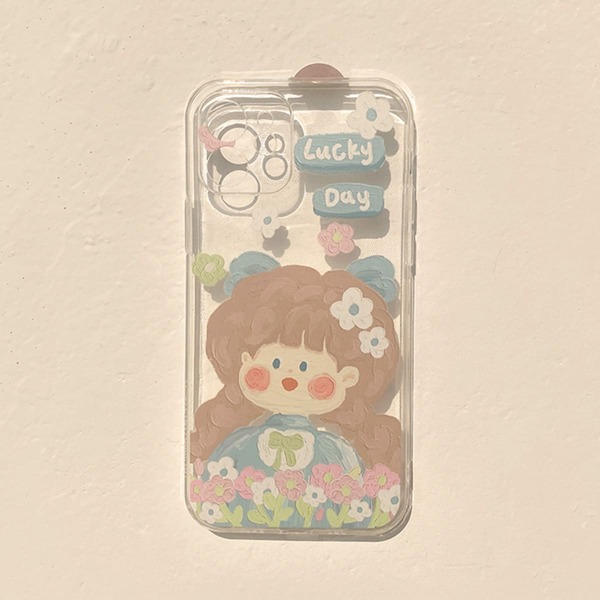 

Cartoon Girl Clear Phone Case, Multicolor