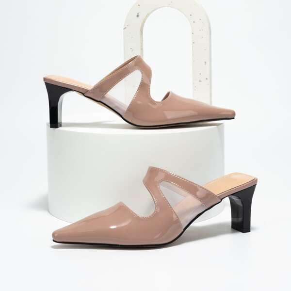 

Clear Detail Chunky Heeled Mules, Dusty pink