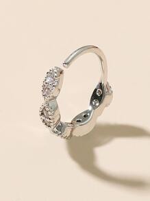方晶鋯石裝飾鼻環 - 銀色 - 查看 3