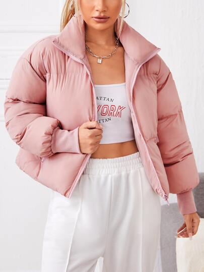 SHEIN スラントポケット ドローストリング裾 パッファーコート SHEIN スラントポケット ドローストリング裾 パッファーコート