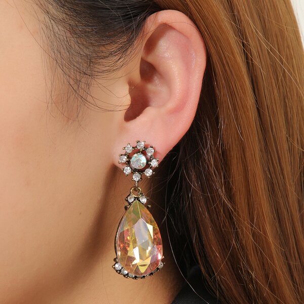 

Water Drop Decor Drop Earrings, Multicolor
