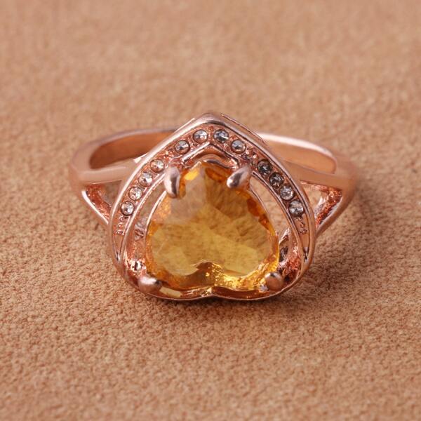 

Rhinestone Heart Decor Ring, Multicolor