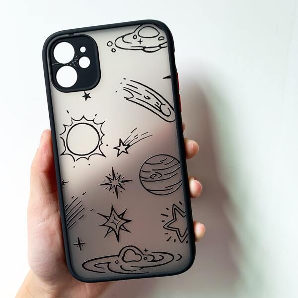 

Cartoon Planet Phone Case, Black