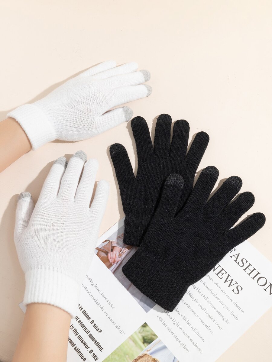 2入組雙色手套 - 黑與白 - 查看 1