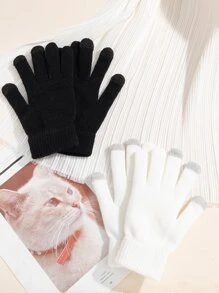2入組雙色手套 - 黑與白 - 查看 2