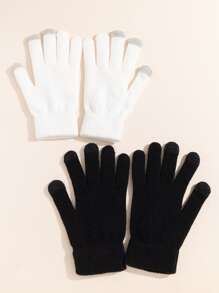 2入組雙色手套 - 黑與白 - 查看 3