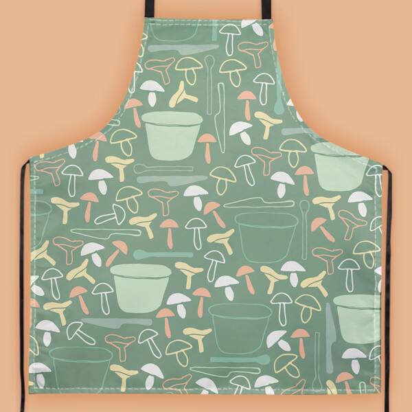 

Mushroom Print Apron, Multicolor