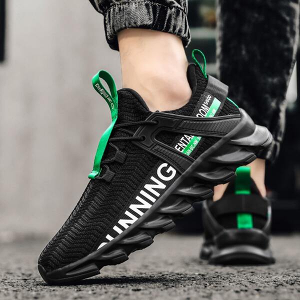 

Men Letter Graphic Knit Sneakers, Green