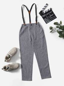 SHEIN 男孩可拆卸搭扣帶背帶褲 - 灰色 - 查看 1