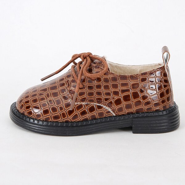 

Boys Crocodile Embossed Lace Up Front Oxfords, Brown