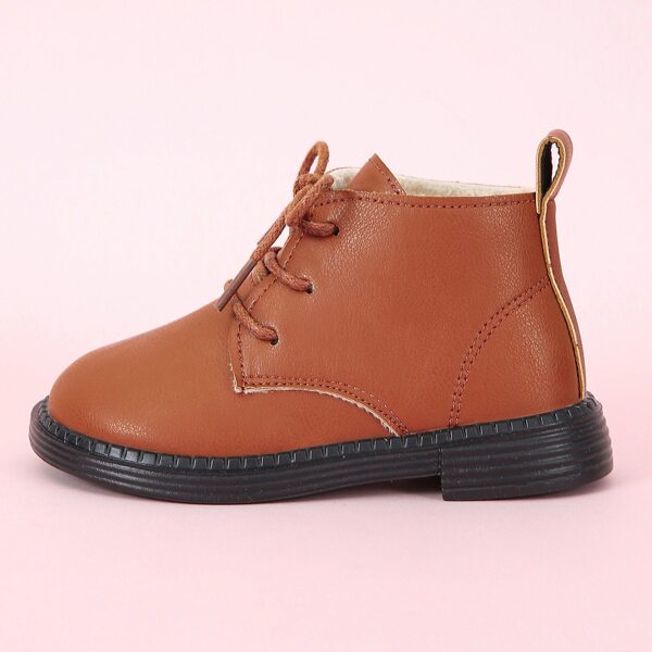 

Girls Minimalist Lace Up Front Combat Boots, Brown