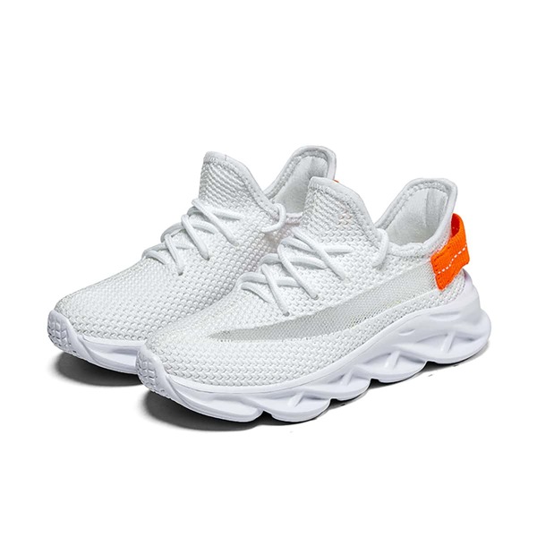 

Boys Lace Up Decor Knit Sneakers, White