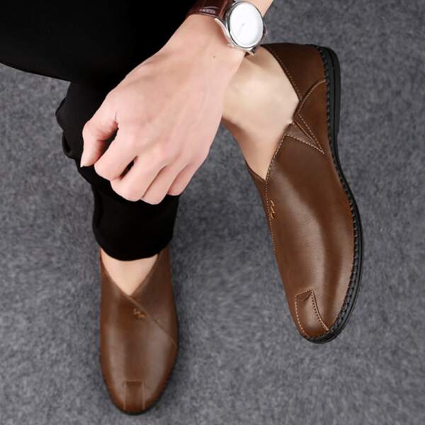 

Men Vintage Design Loafers, Brown