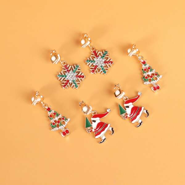 

3pairs Christmas Santa Claus Ear Cuffs, Multicolor
