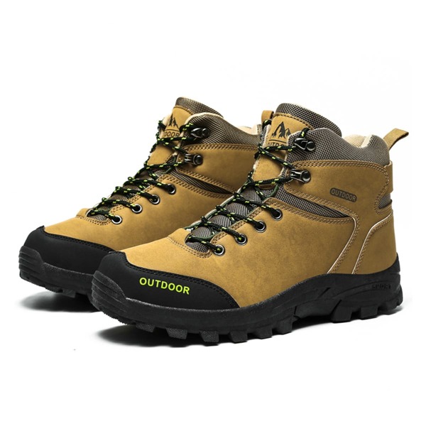 

Men Colorblock Letter Graphic Hiking Boots, Khaki