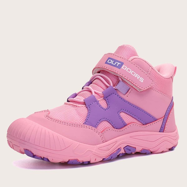 

Girls Letter Graphic Velcro Strap Sneakers, Pink