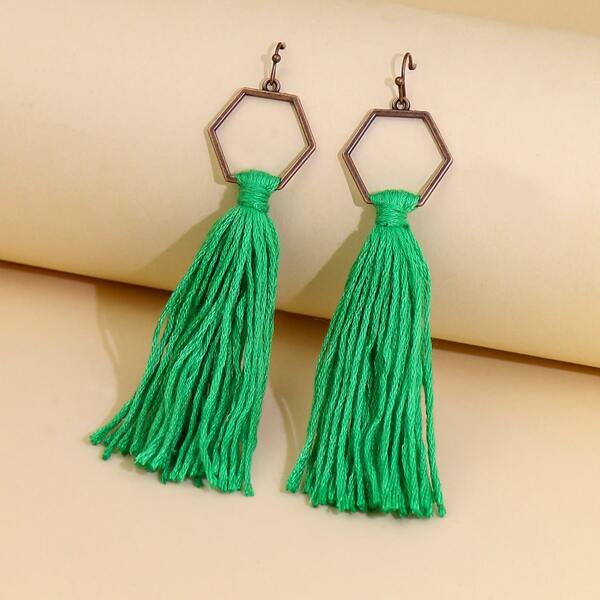 

Tassel Drop Earrings, Green