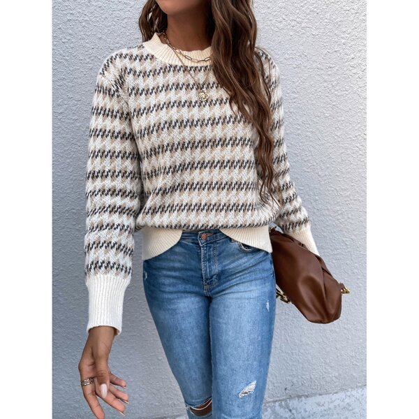 

Geo Print Mock Neck Sweater, Multicolor