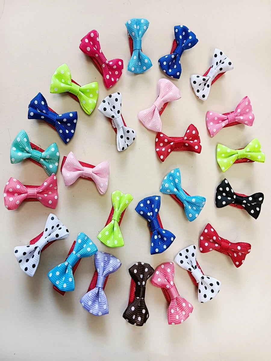 10pcs Bow Decor Random Pet Hair Clip - Multicolor - View 1