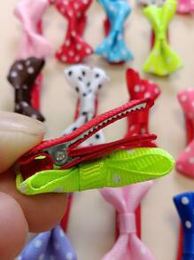 10pcs Bow Decor Random Pet Hair Clip - Multicolor - View 3