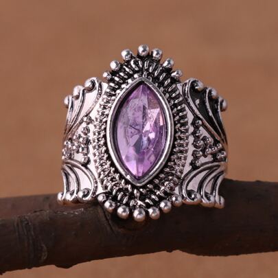 Rhinestone Decor Vintage Ring