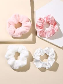 4pcs Toddler Girls Solid Scrunchie - Multicolor - View 2