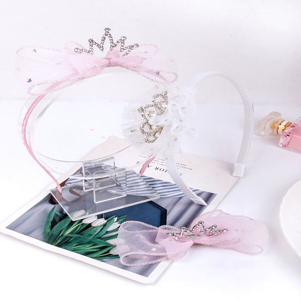 

3pcs Toddler Girls Crown Decor Hair Hoop, Multicolor