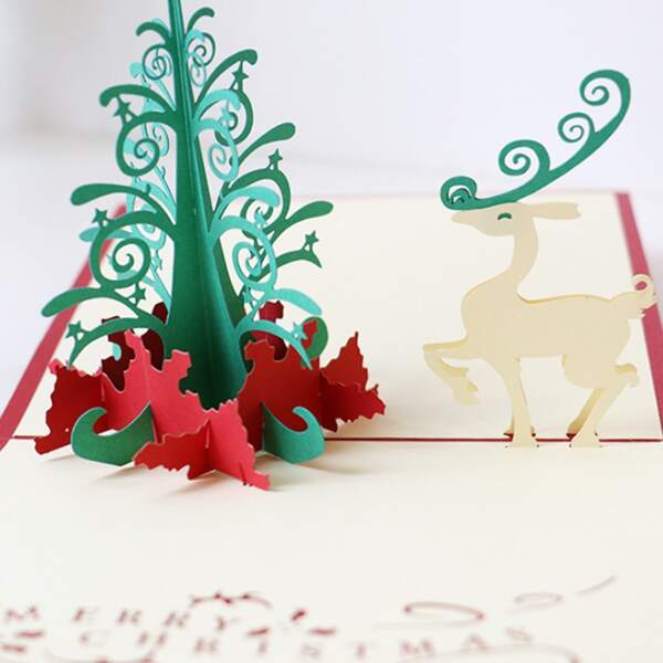 

1pc Christmas Tree Design 3D Greeting Card, Multicolor
