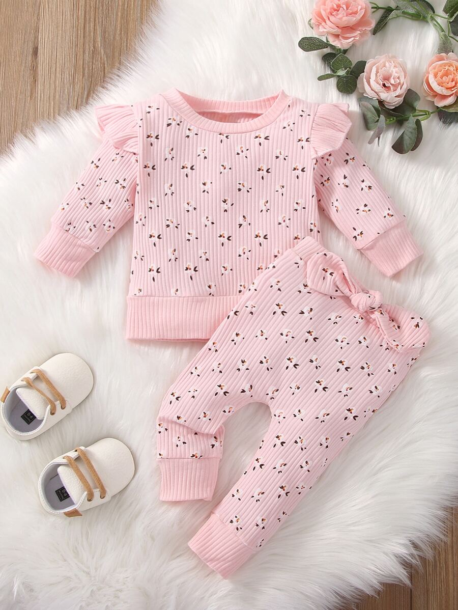 Bộ đồ Em bé Xù Hoa Tất cả trên in Giải trí - Hồng - Xem 1