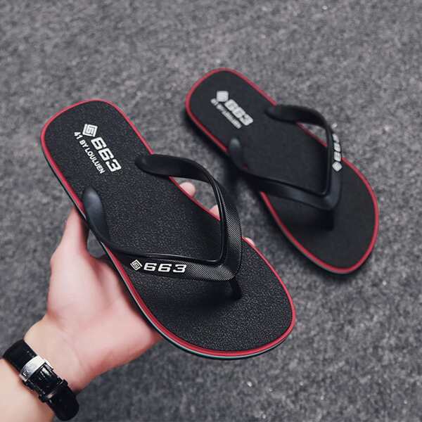 

Men Letter Graphic Flip Flops, Black