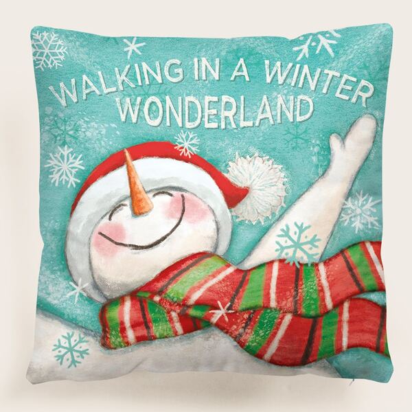 

Christmas Snowman Print Cushion Cover Without Filler, Multicolor