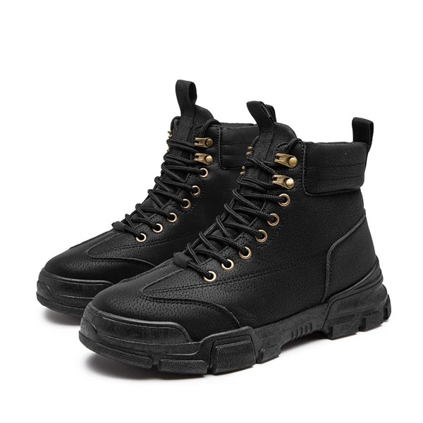 

Men Lace-up Front Combat Boots, Black