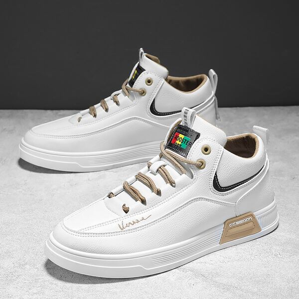 

Men Letter Graphic Lace-up Front Skate Shoes, White