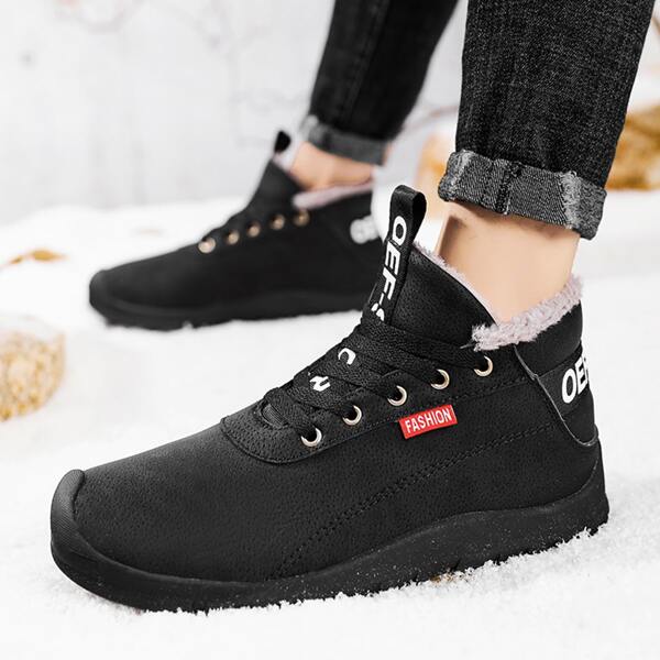 

Men Letter Graphic Lace-up Front Sneakers, Black
