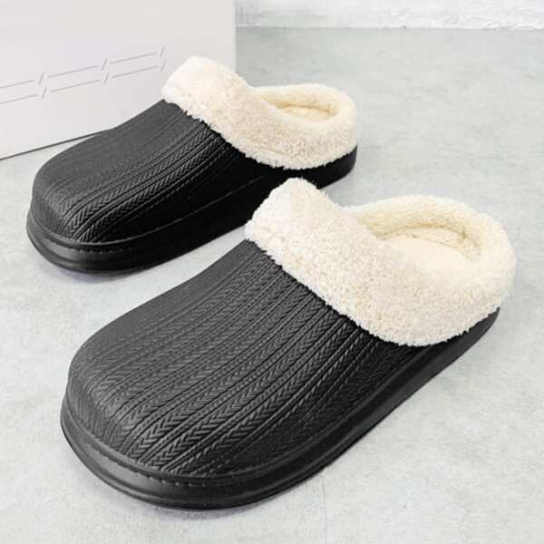 

Men Textured Home Slippers, Black
