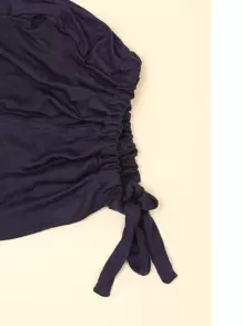 Minimalist Solid Hat Bonnet Hair Bonnet Turban - Navy Blue - View 3