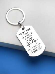 標語細節幾何吊墜鑰匙圈 - 銀色 - 查看 1