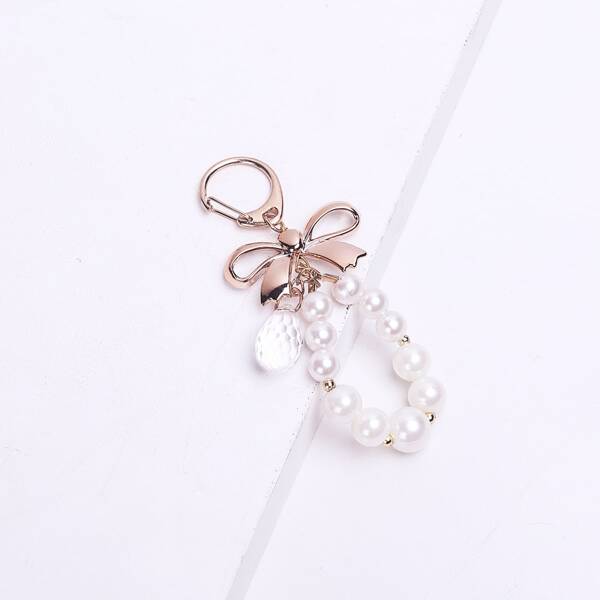 

Faux Pearls Decor Bag Charm, White