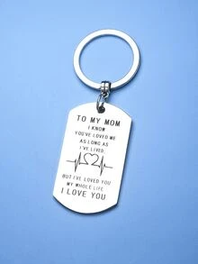 標語細節幾何吊墜鑰匙圈 - 銀色 - 查看 2