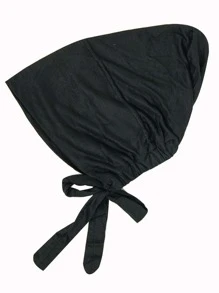 Awegeo 女士头巾内衬 - 可调节系带头巾，柔软透气休闲头巾，适合日常佩戴，灵感源自护发底帽睡眠帽 - 黑色 - 查看 5