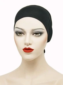 Awegeo 女士头巾内衬 - 可调节系带头巾，柔软透气休闲头巾，适合日常佩戴，灵感源自护发底帽睡眠帽 - 黑色 - 查看 6