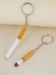 2 件女士创意树脂香烟钥匙扣，趣味烟头钥匙扣吊坠，是送给爸爸的完美香烟礼物，休闲汽车配件包饰学院风可爱哥特 Y2k 包饰挂绳带身份证夹汽车配件包饰圣诞节