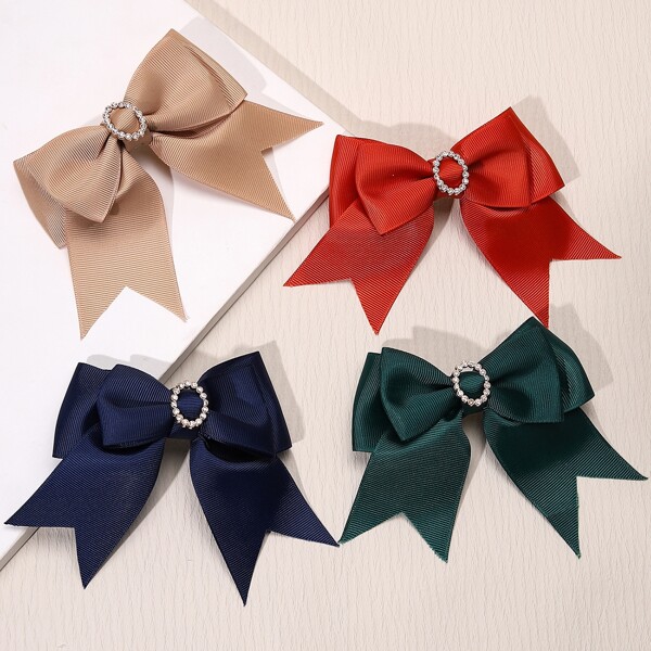 

4pcs Toddler Girls Bow Decor Hair Clip, Multicolor