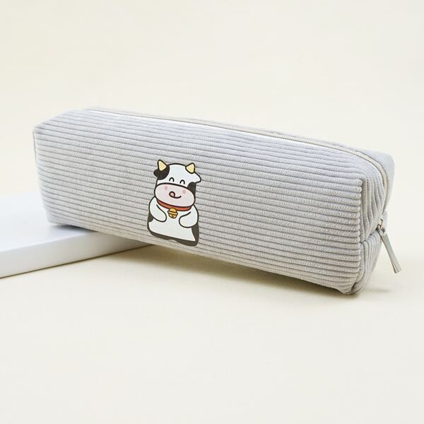 

Cow Print Pencil Bag, Light grey