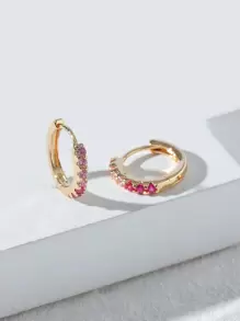 水鑽裝飾圓耳環 - 彩色 - 查看 2