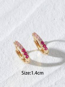 水鑽裝飾圓耳環 - 彩色 - 查看 3