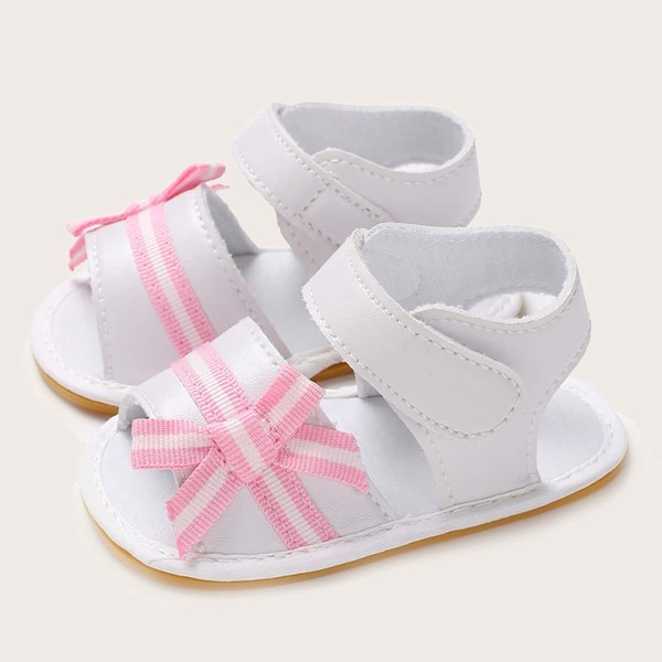 

Baby Bow Decor Strap Sandals, White